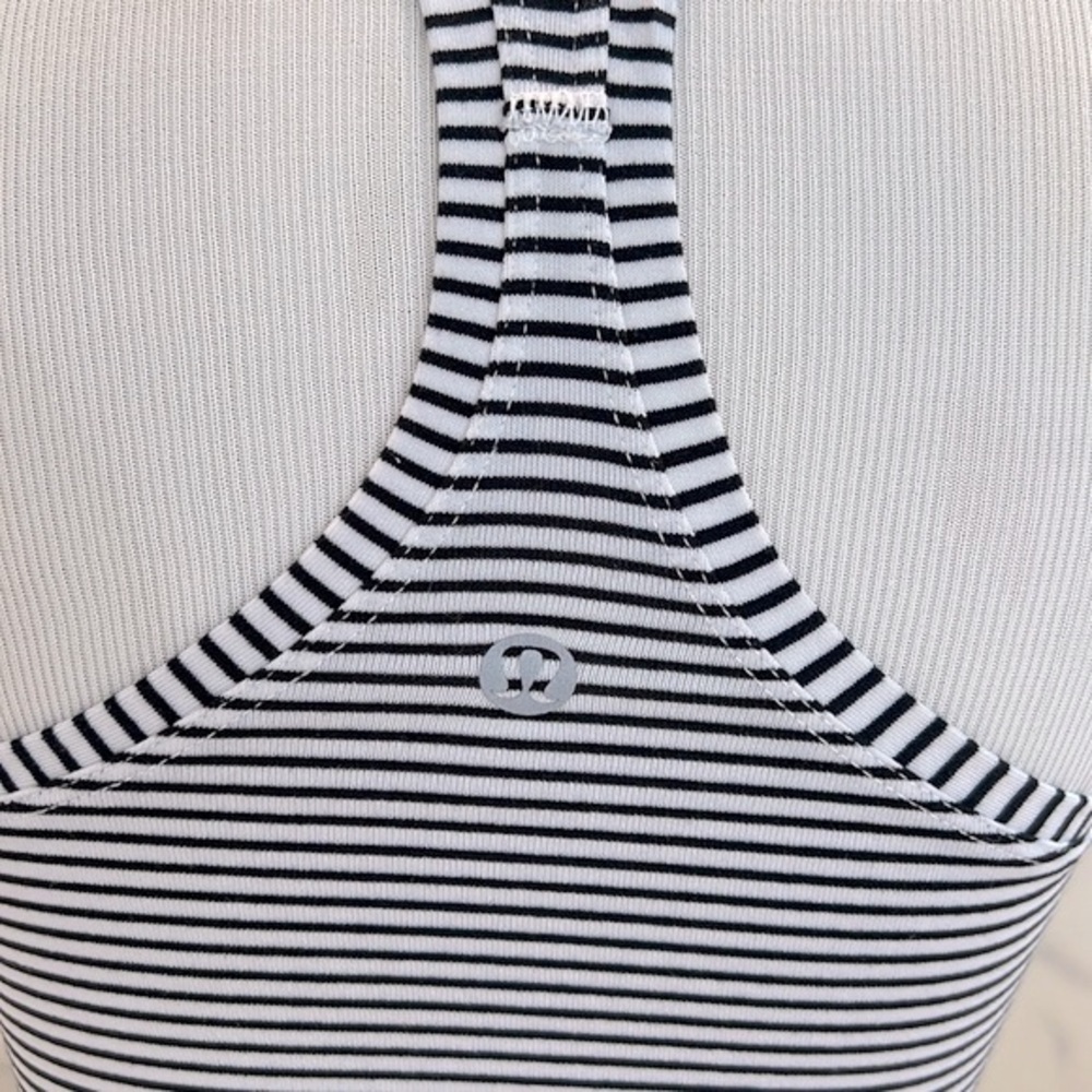 ❌CLEARANCE Lululemon Cool Racerback II Black White Striped Racerback Tank Top 4 - Picture 5 of 12